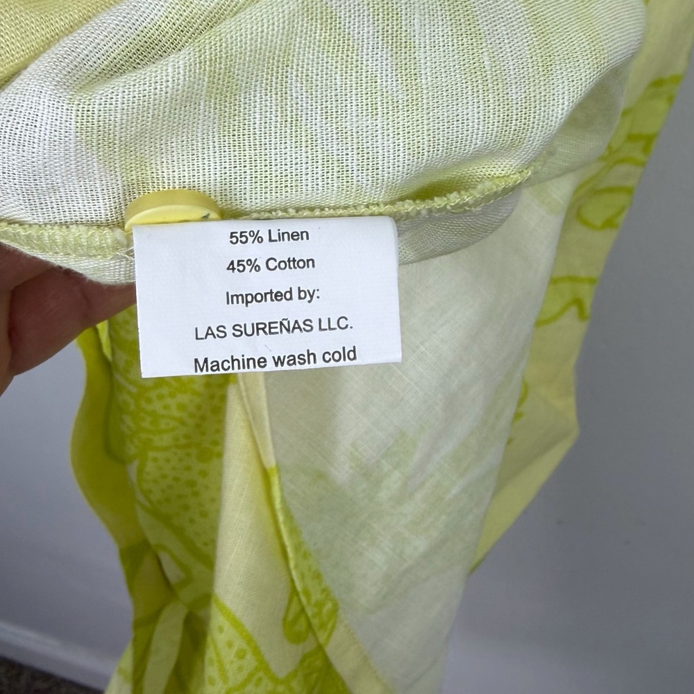 Las Surenas Lime Leopard Leaf Print Button-Front … - image 12